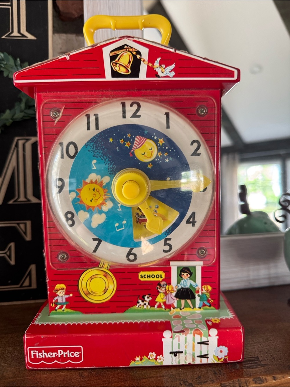 Fisher-Price Vintage Red Teaching Clock Toy - Kids Learning Clock